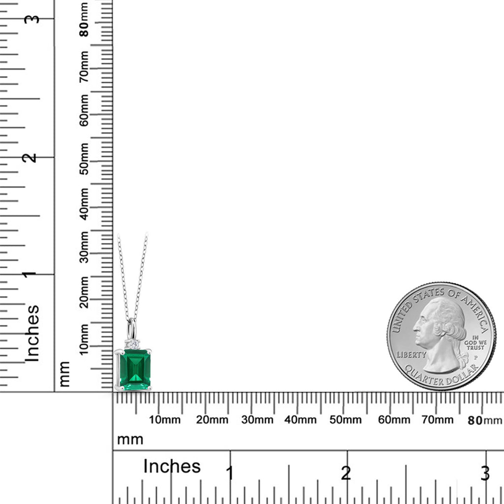 Nano Emerald and Lab Grown Diamond_Pendant in 925 Sterling Silver