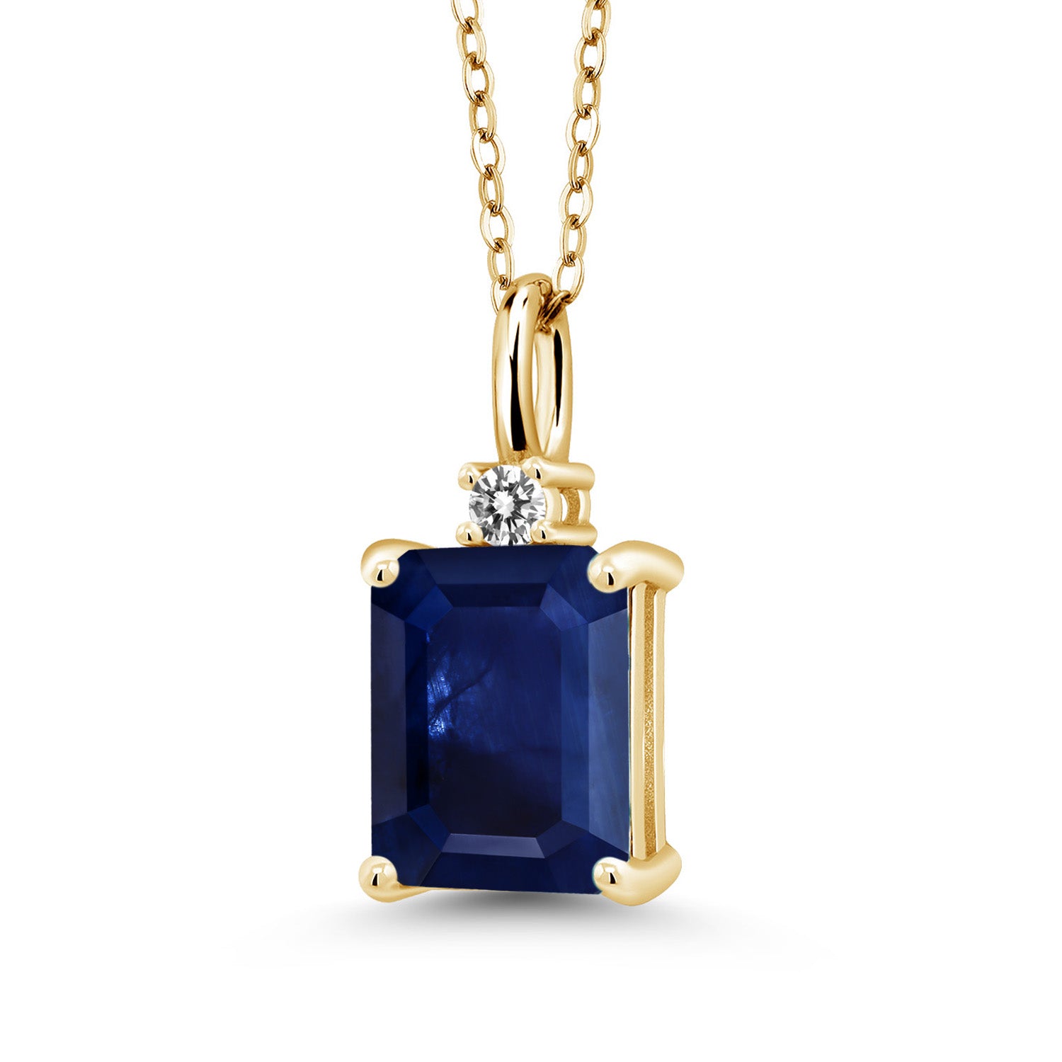 Blue Sapphire - September_Pendant in 925 Yellow Gold Plated Silver