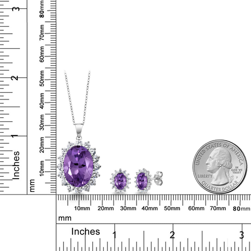 Pendant Earrings Set in 925 Sterling Silver