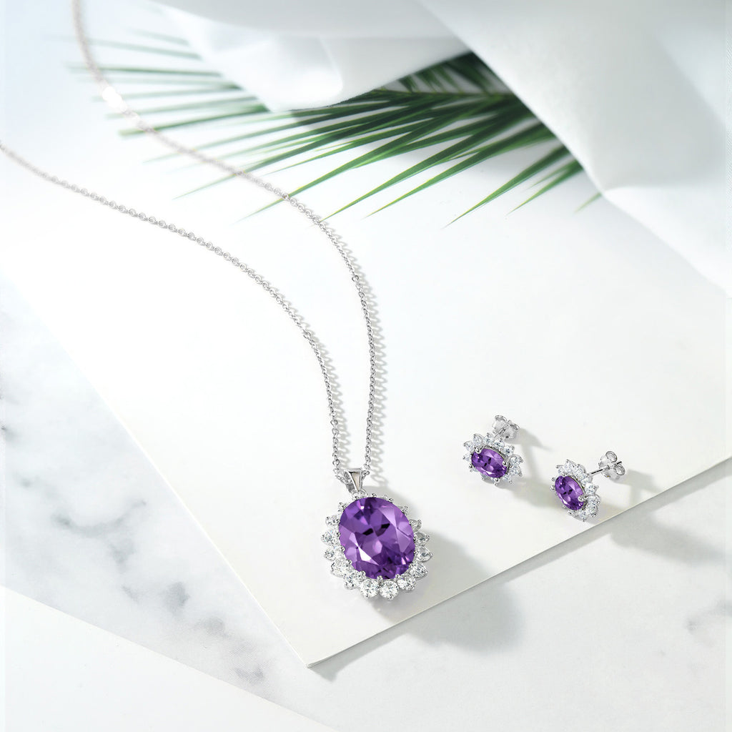 Pendant Earrings Set in 925 Sterling Silver