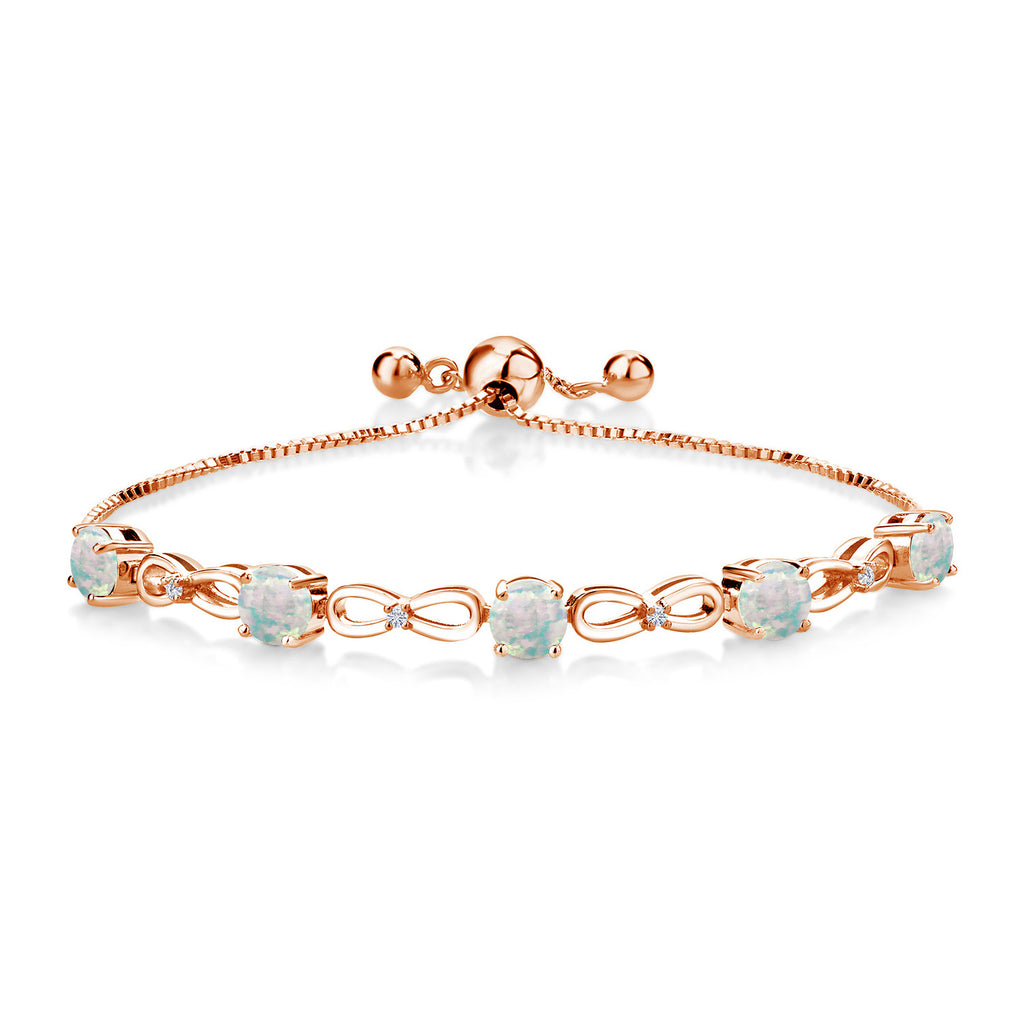 White Opal-Cabochon - October_Bracelet in 925 Rose Gold Plated Silver