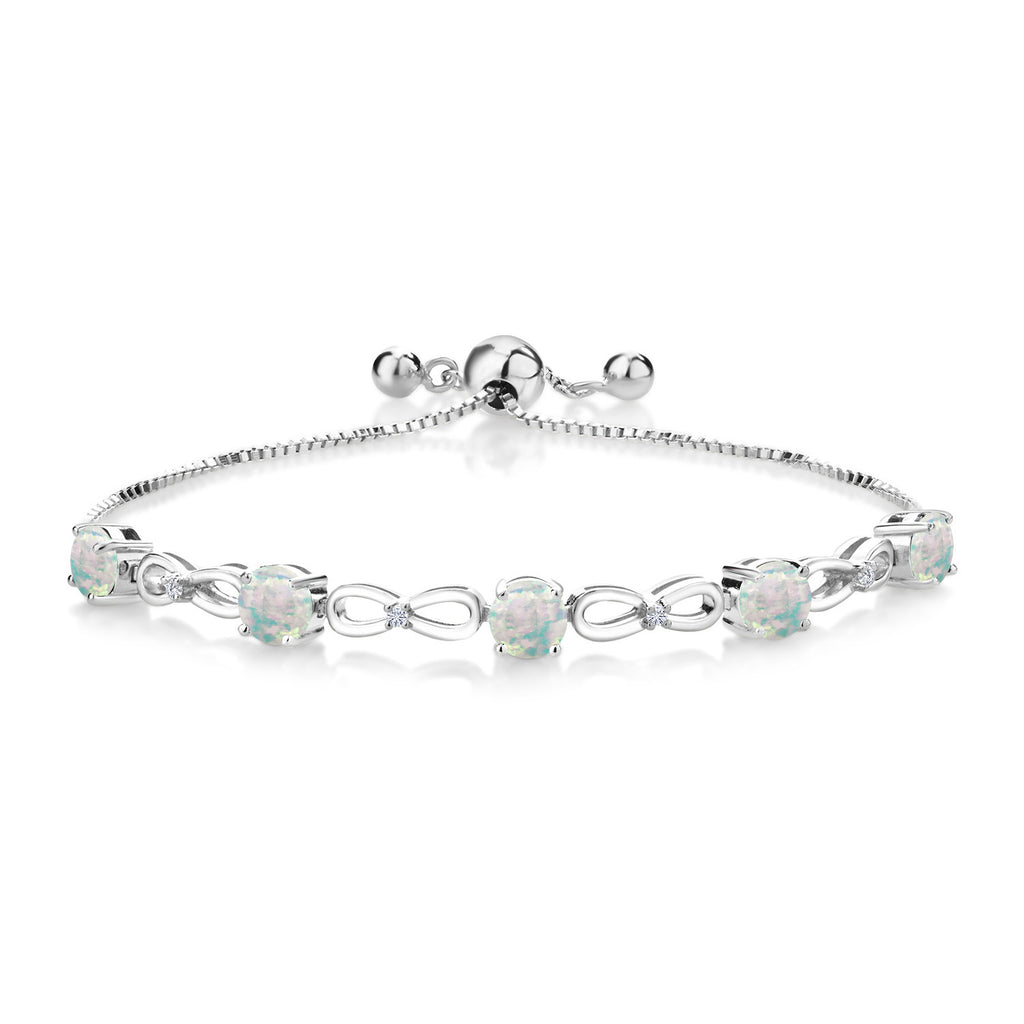 White Opal-Cabochon - October_Bracelet in 925 Sterling Silver