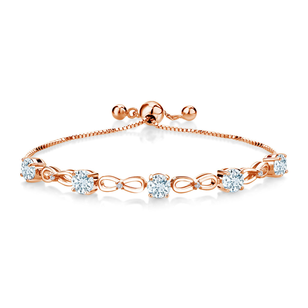 Aquamarine - March_Bracelet in 925 Rose Gold Plated Silver