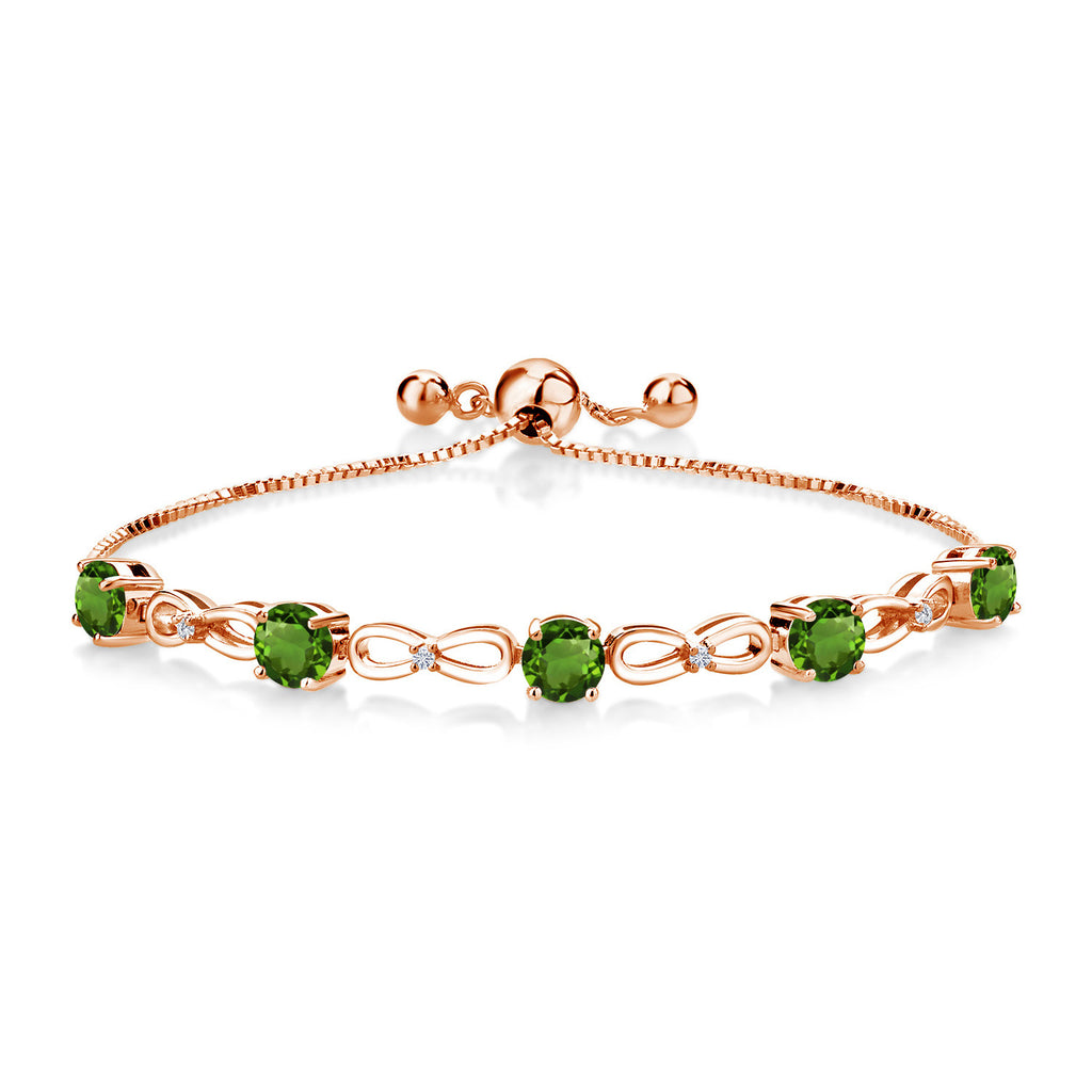 Chrome Diopside_Bracelet in 925 Rose Gold Plated Silver