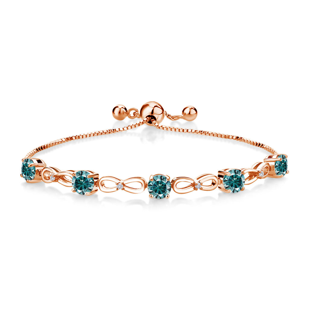 Blue Moissanite - April_Bracelet in 925 Rose Gold Plated Silver
