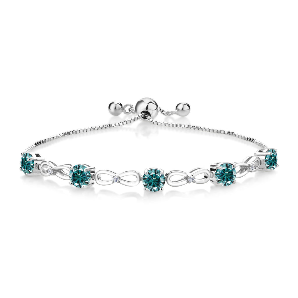 Blue Moissanite - April_Bracelet in 925 Sterling Silver