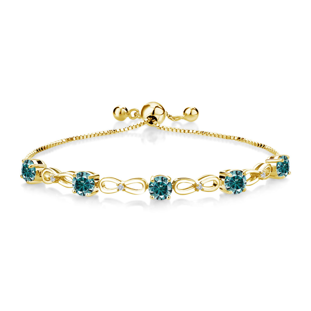 Blue Moissanite - April_Bracelet in 925 Yellow Gold Plated Silver