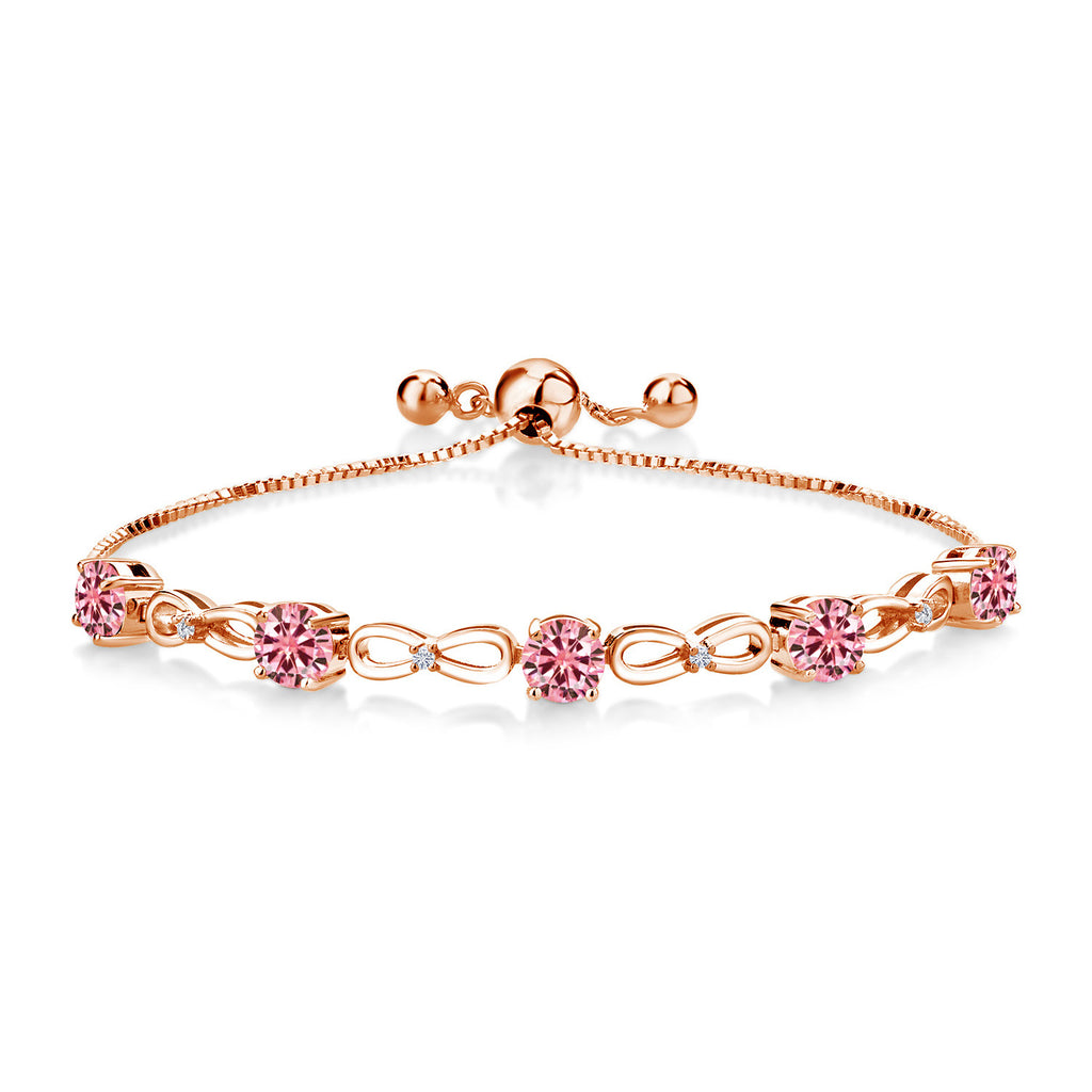 Pink Moissanite - April_Bracelet in 925 Rose Gold Plated Silver