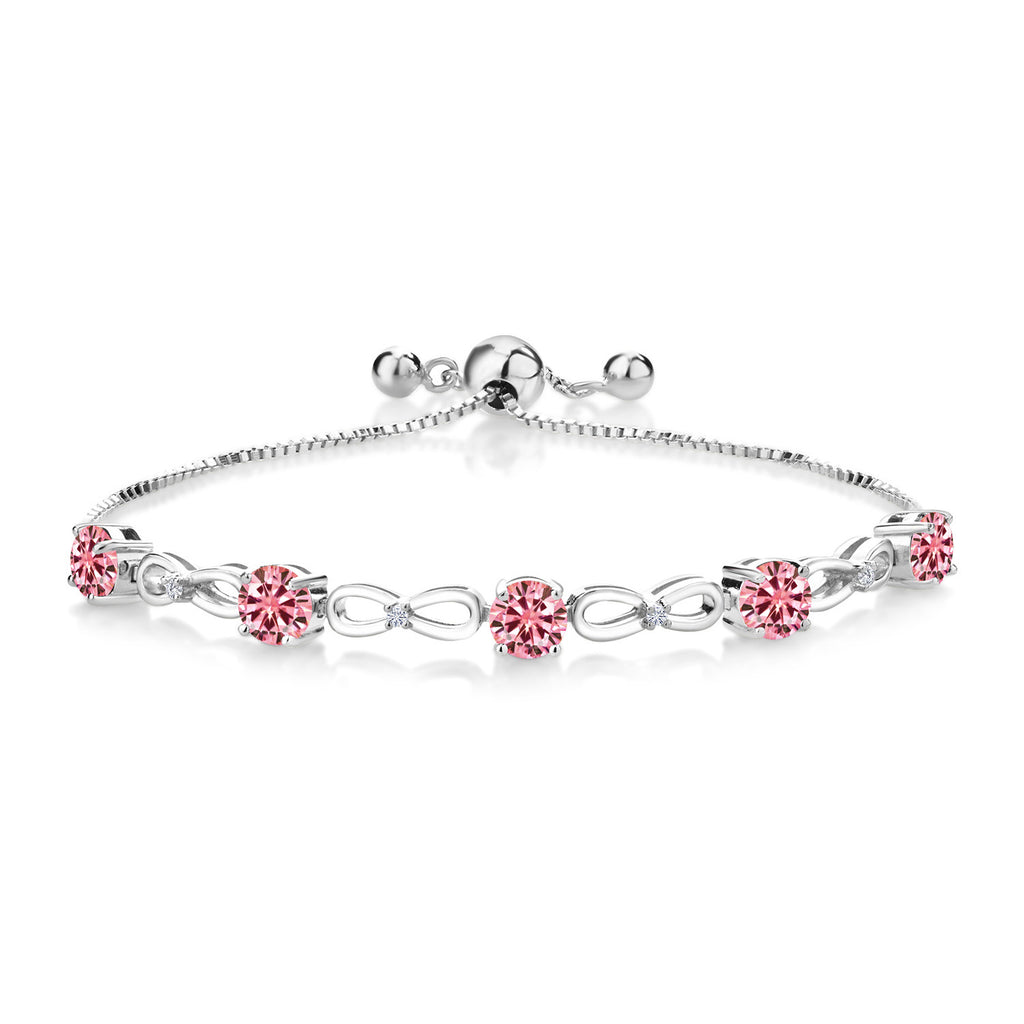 Pink Moissanite - April_Bracelet in 925 Sterling Silver