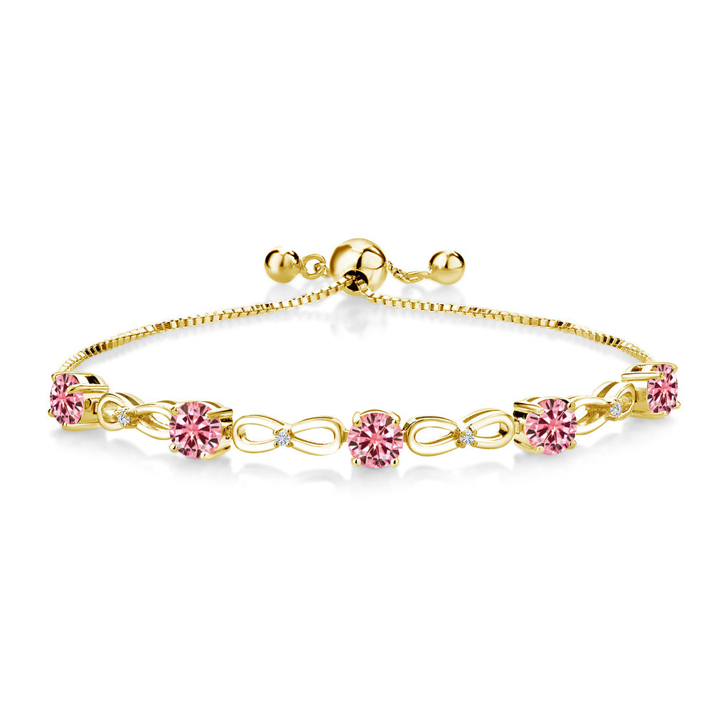 Pink Moissanite - April_Bracelet in 925 Yellow Gold Plated Silver