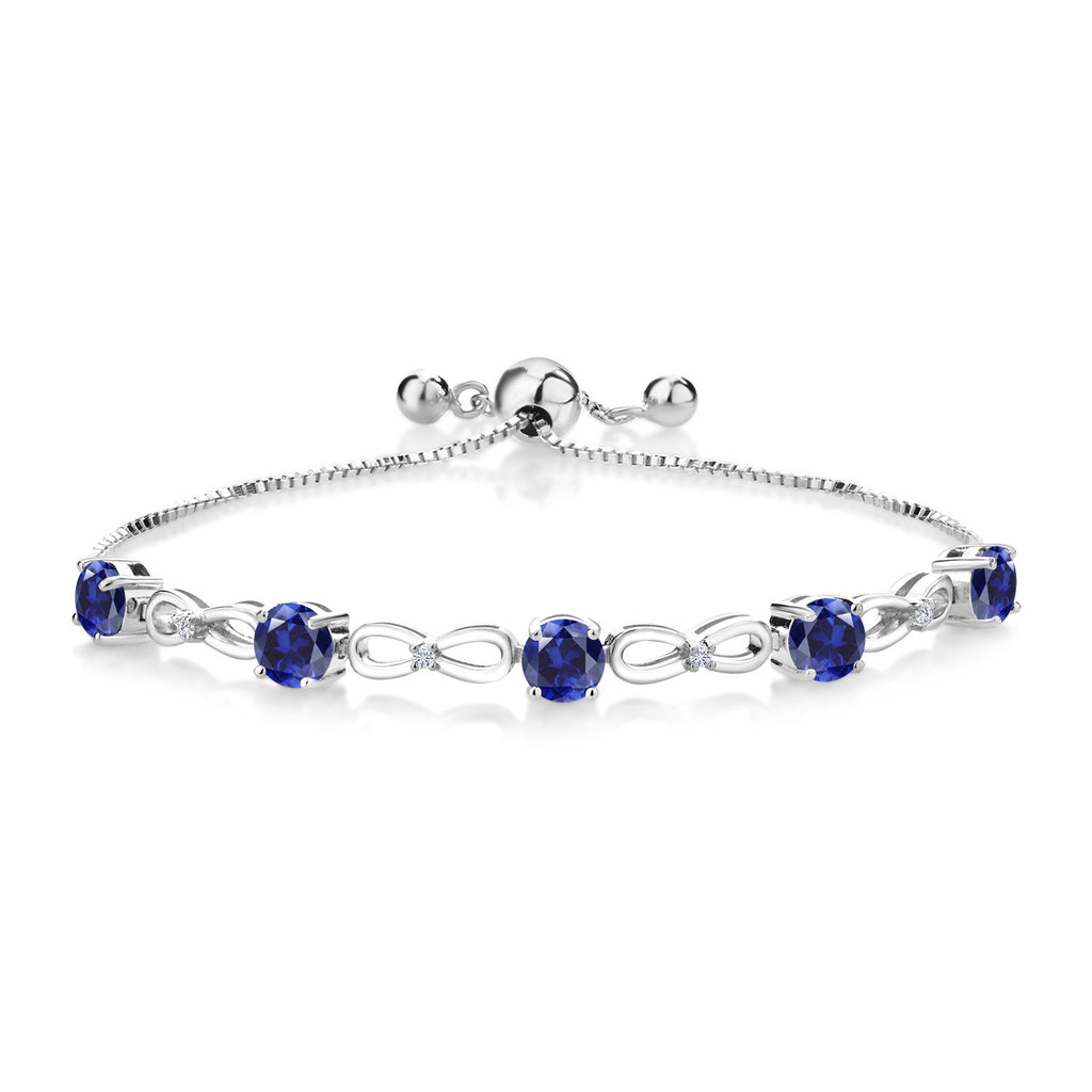 Blue Created Sapphire - September_Bracelet in 925 Sterling Silver