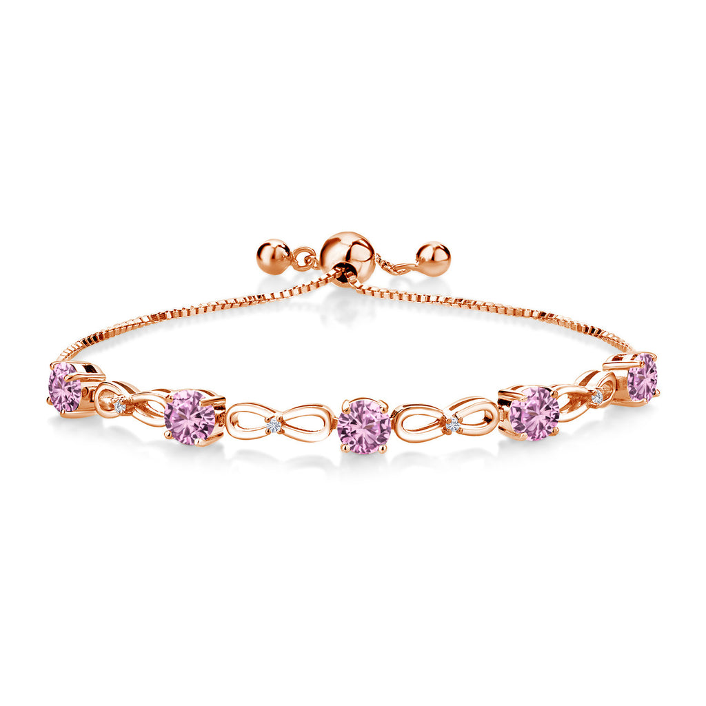 Pink Created Sapphire - September_Bracelet in 925 Rose Gold Plated Silver