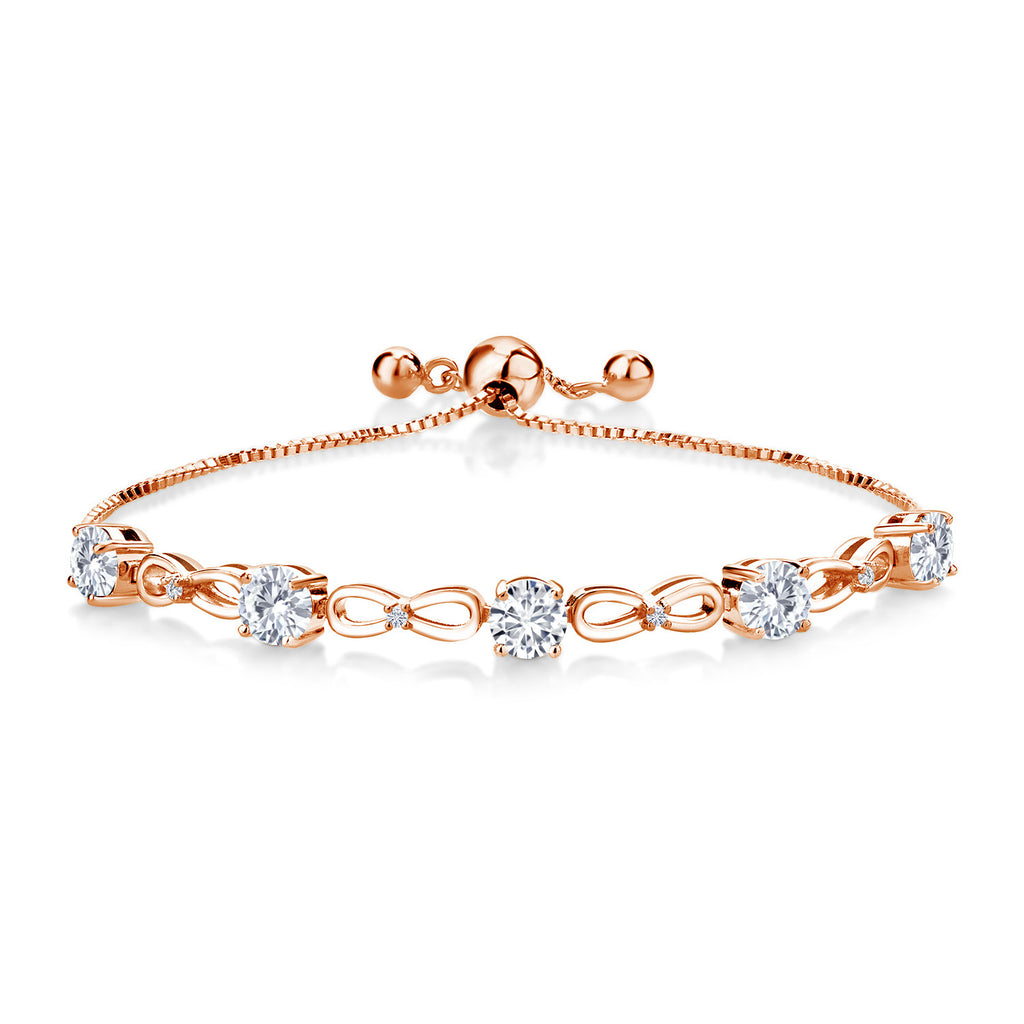 White Lab Grown Diamond - April_Bracelet in 925 Rose Gold Plated Silver