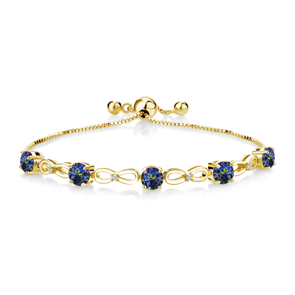 Blue Mystic Topaz_Bracelet in 925 Yellow Gold Plated Silver