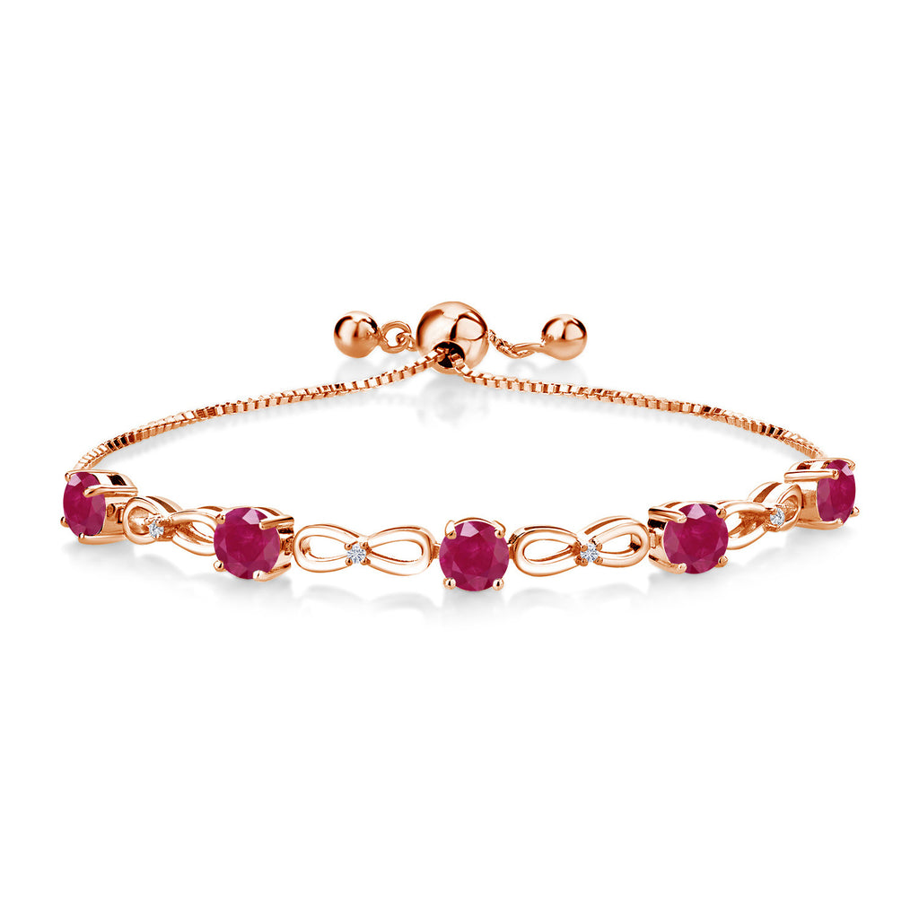 Ruby - July_Bracelet in 925 Rose Gold Plated Silver