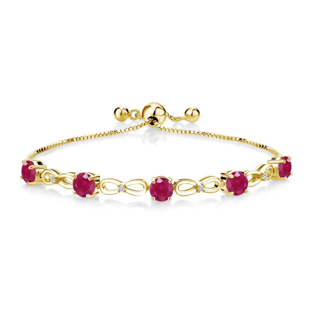 Ruby - July_Bracelet in 925 Yellow Gold Plated Silver