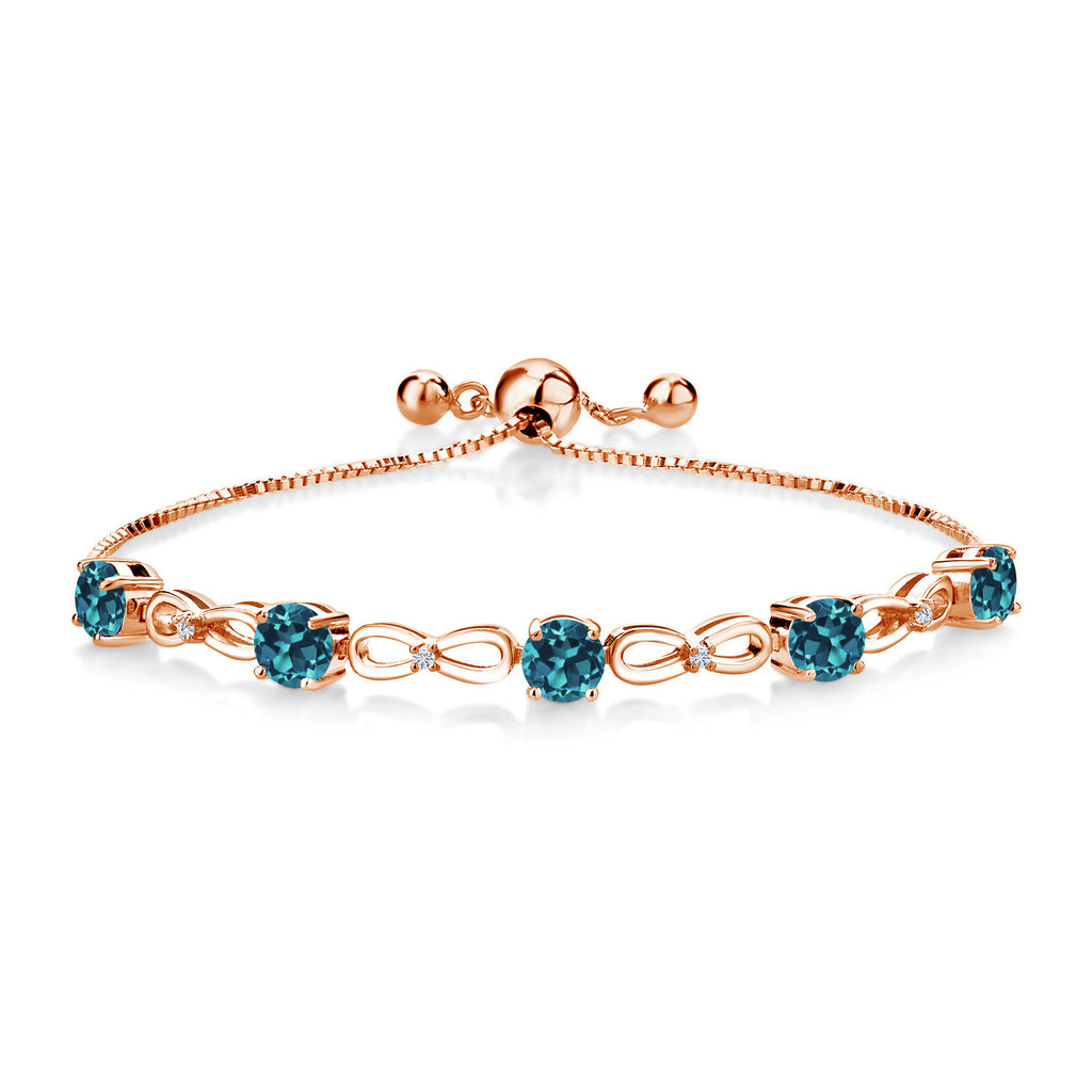 London Blue Topaz - November_Bracelet in 925 Rose Gold Plated Silver