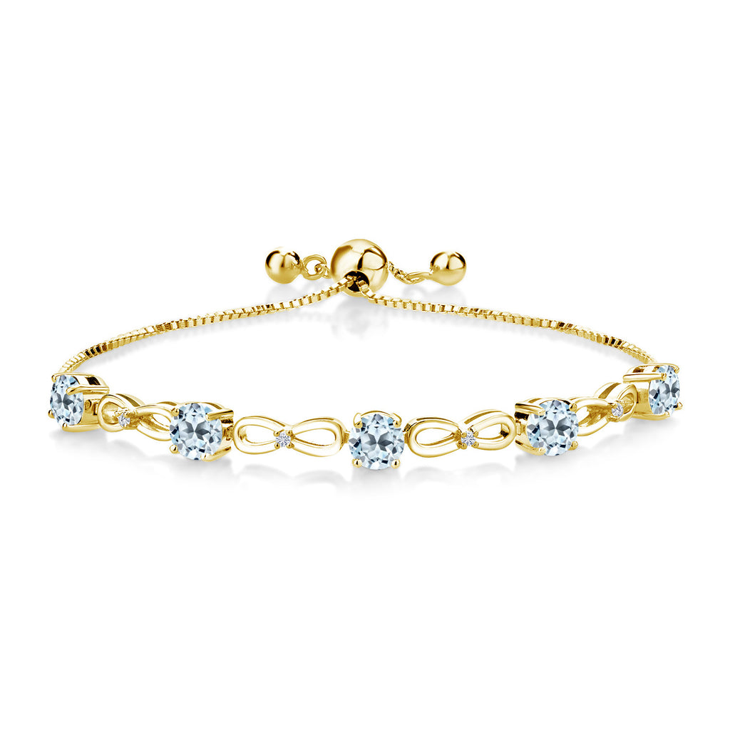 Sky Blue Topaz - November_Bracelet in 925 Yellow Gold Plated Silver