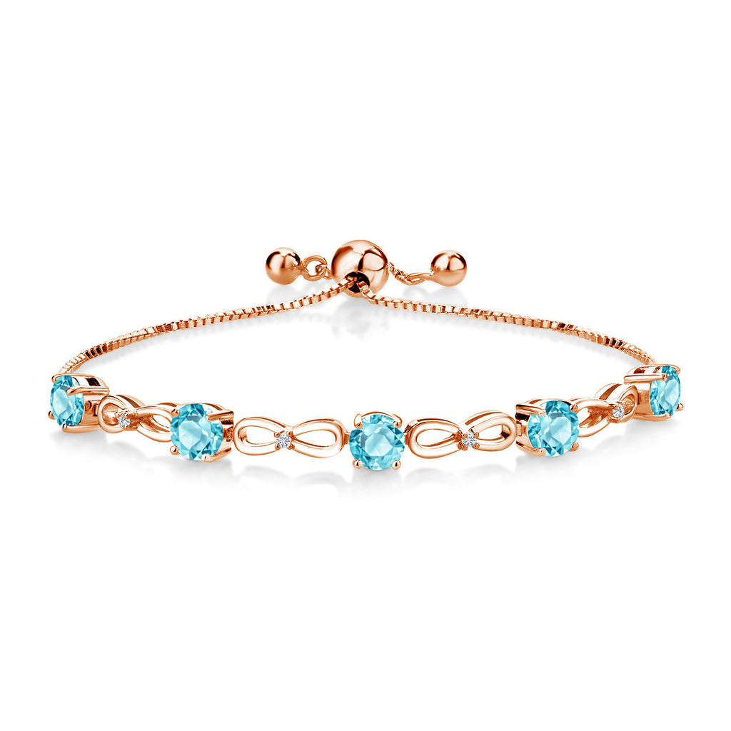 Swiss Blue Topaz - November_Bracelet in 925 Rose Gold Plated Silver