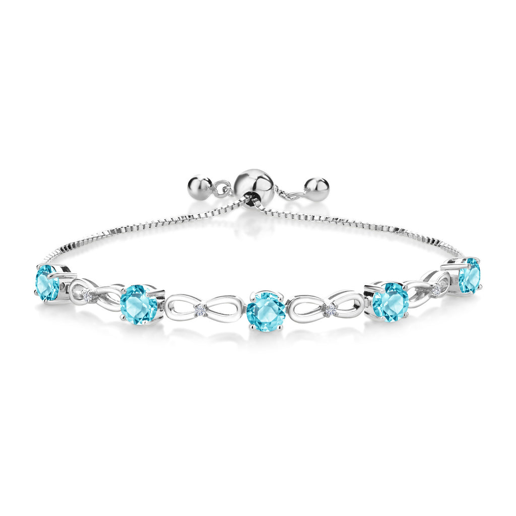 Swiss Blue Topaz - November_Bracelet in 925 Sterling Silver