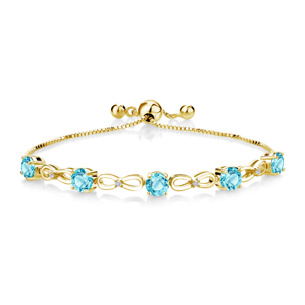 Swiss Blue Topaz - November_Bracelet in 925 Yellow Gold Plated Silver