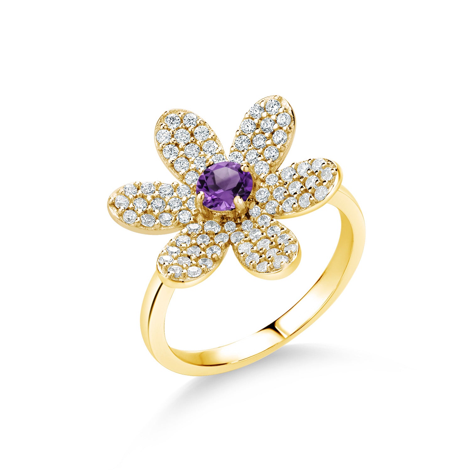 Amethyst - February_8_Ring in 925 Yellow Gold Plated Silver
