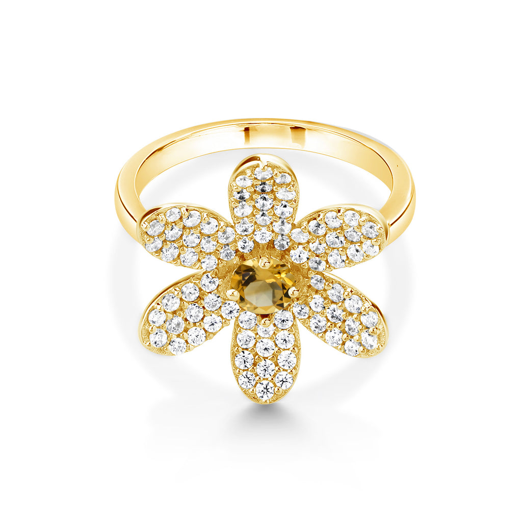 Citrine - November_5_Ring in 925 Yellow Gold Plated Silver