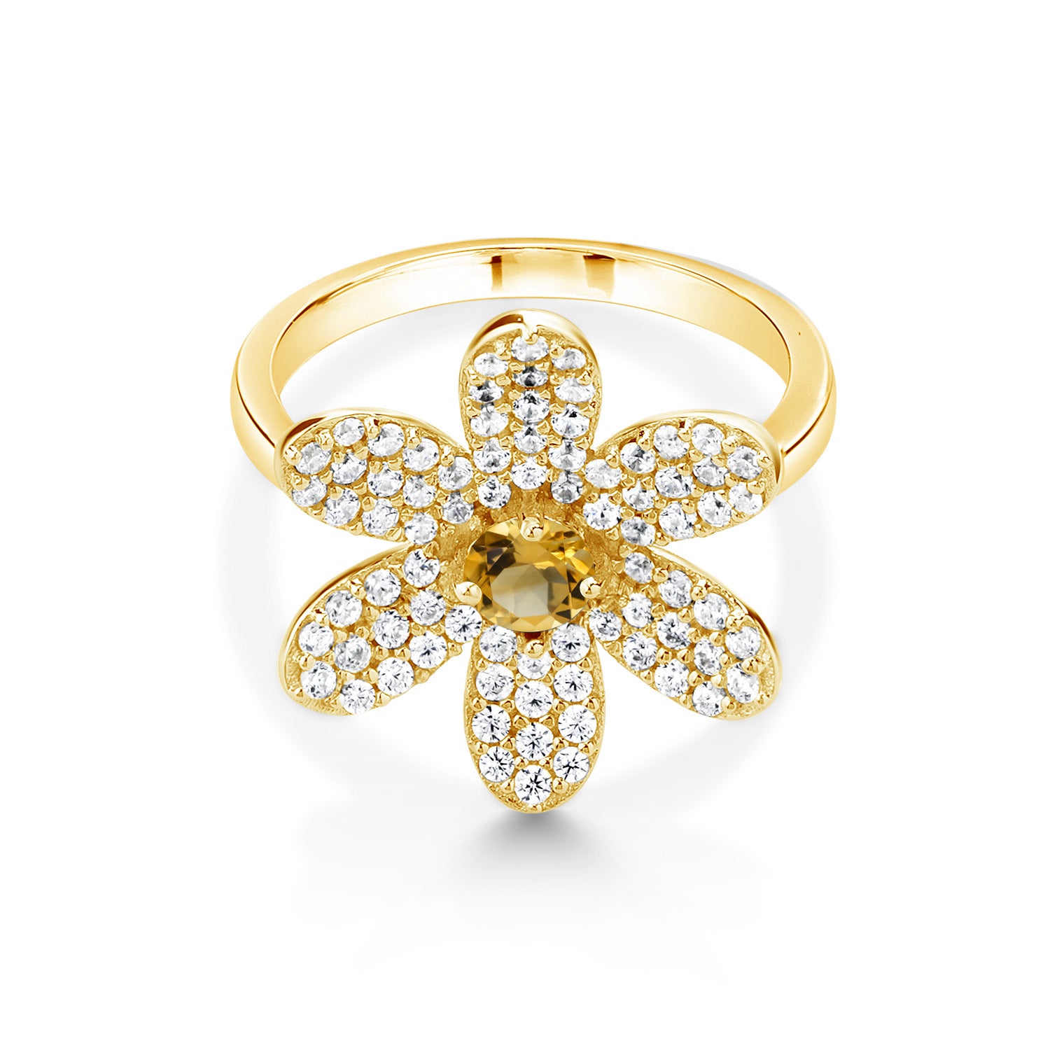 Citrine - November_5_Ring in 925 Yellow Gold Plated Silver