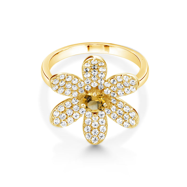 Citrine - November_5_Ring in 925 Yellow Gold Plated Silver