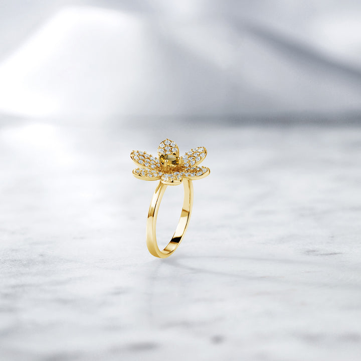 Citrine - November_5_Ring in 925 Yellow Gold Plated Silver