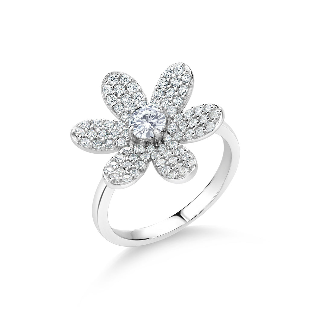 White Moissanite - April_5_Ring in 925 Sterling Silver