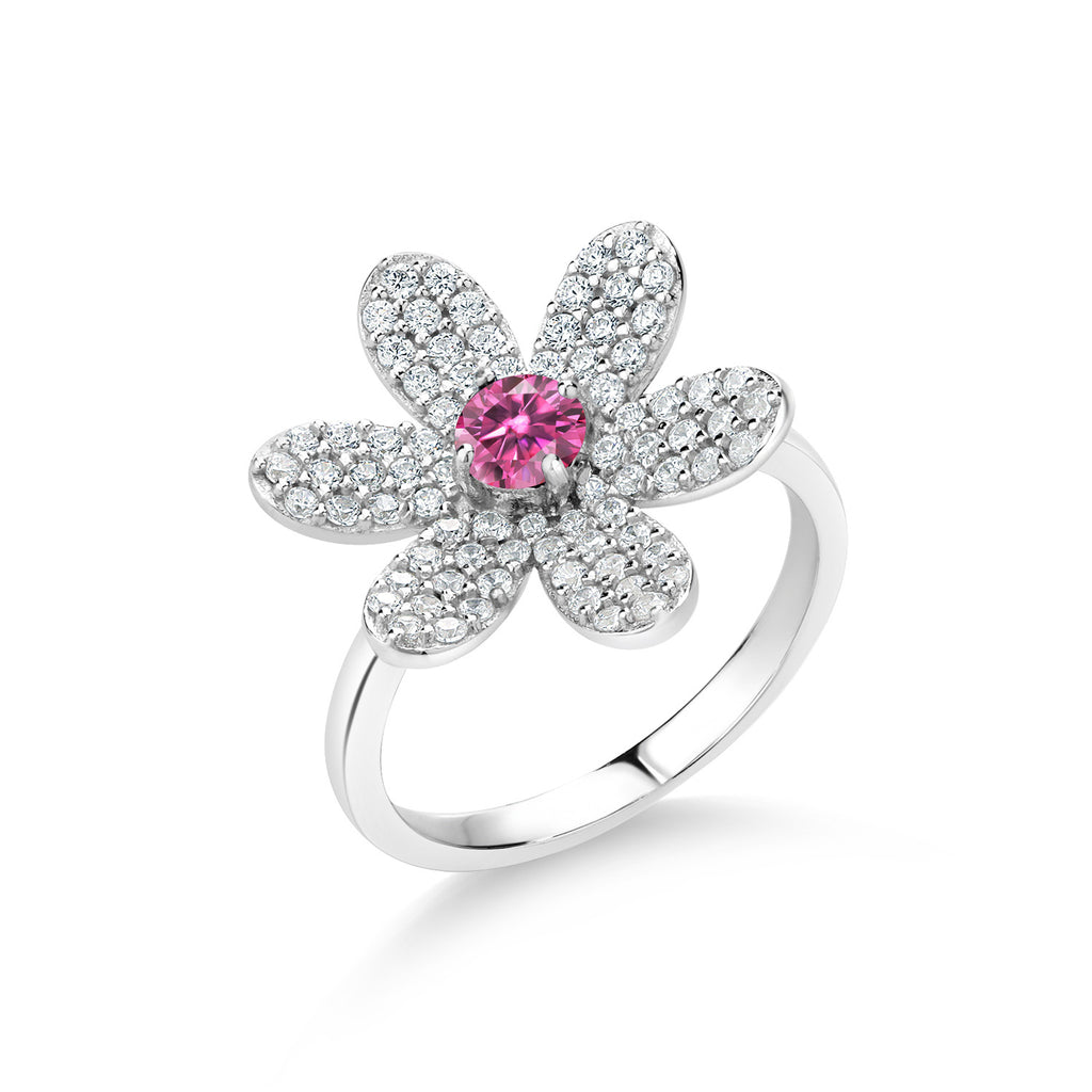 Pink Moissanite - April_8_Ring in 925 Sterling Silver