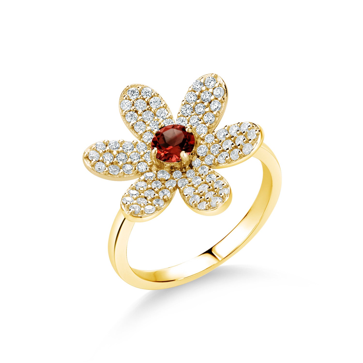 Garnet - January_8_Ring in 925 Yellow Gold Plated Silver