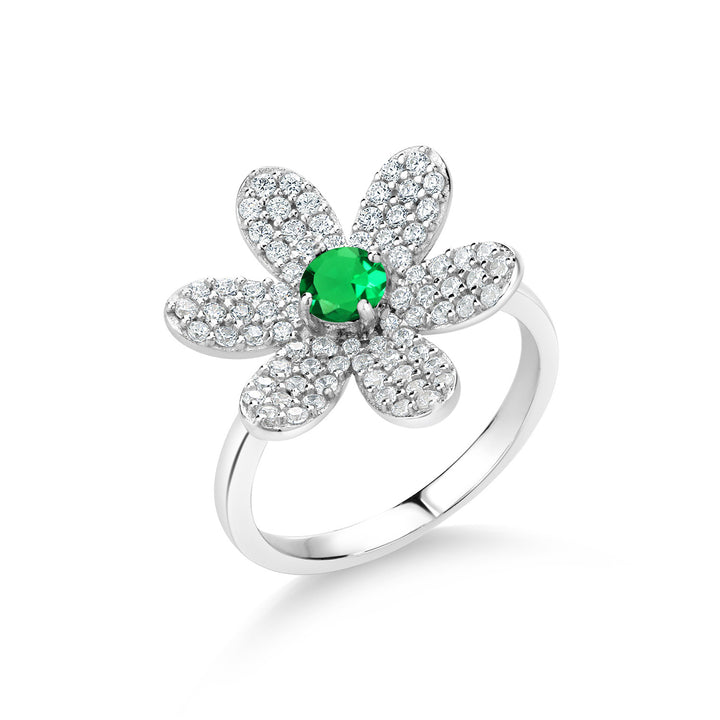 Nano Emerald - May_5_Ring in 925 Sterling Silver