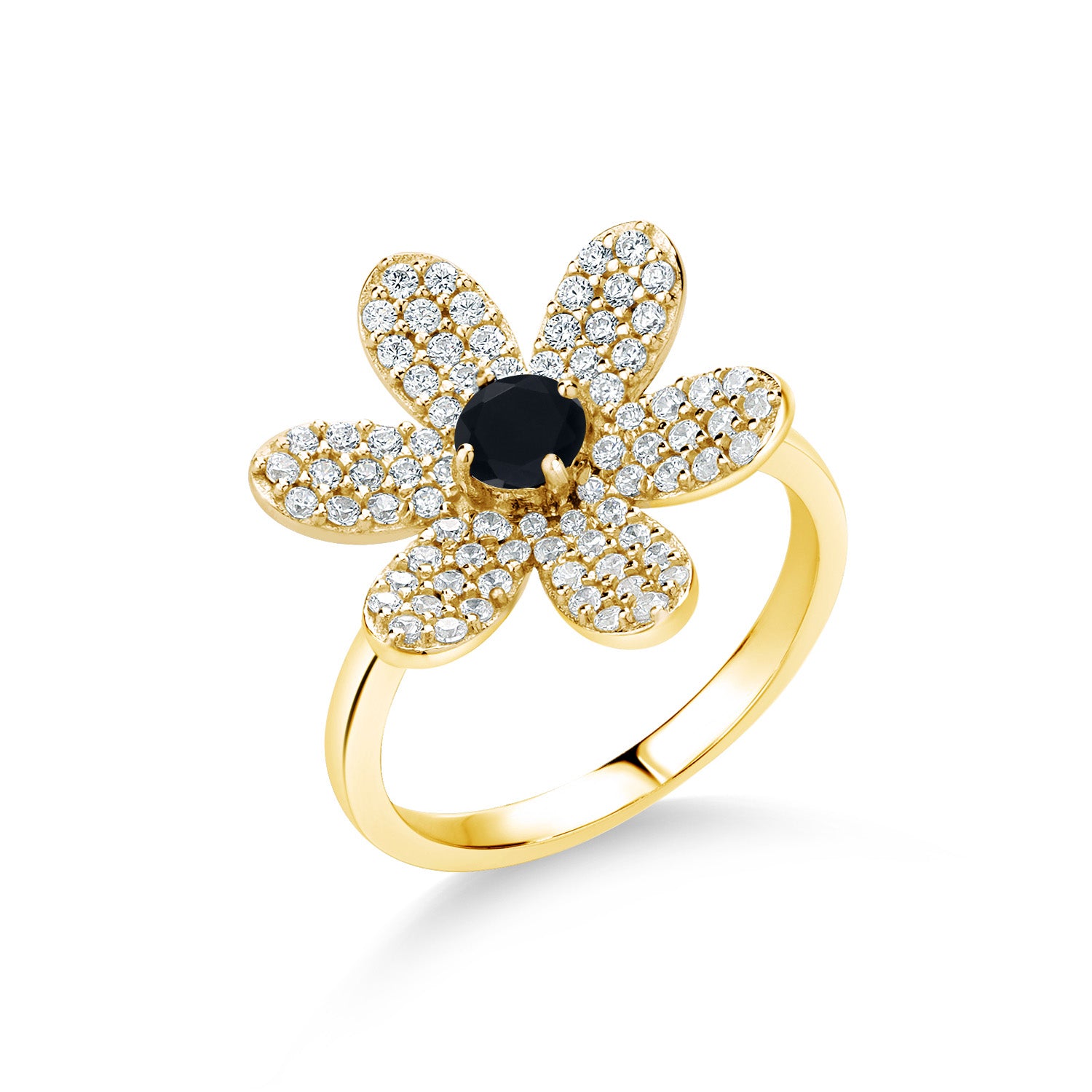 Onyx - December_5_Ring in 925 Yellow Gold Plated Silver