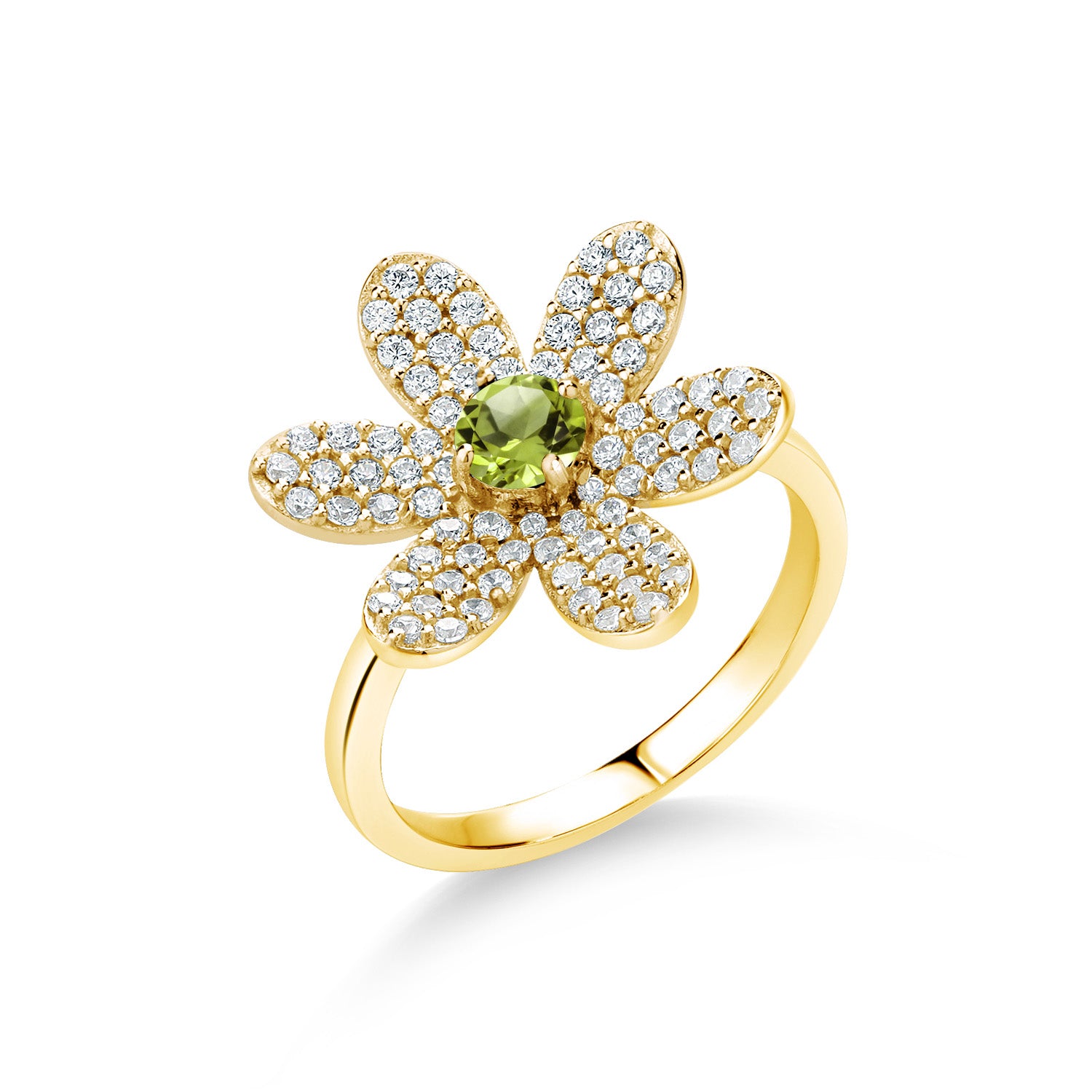 Peridot - August_5_Ring in 925 Yellow Gold Plated Silver