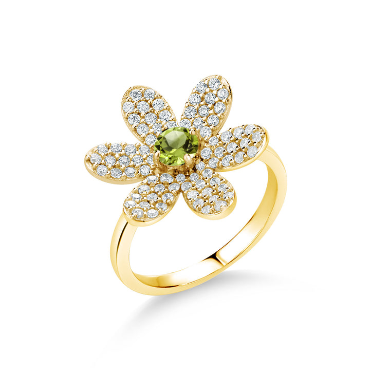 Peridot - August_5_Ring in 925 Yellow Gold Plated Silver