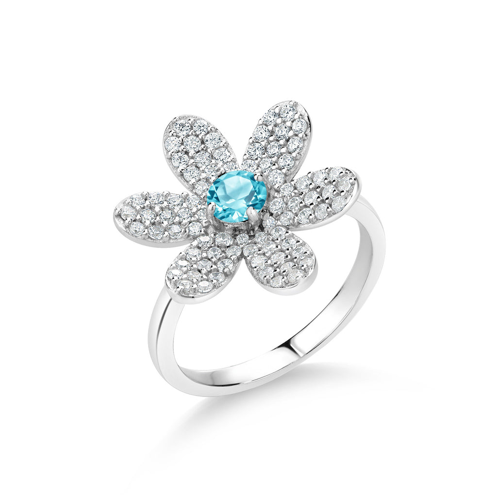 Swiss Blue Topaz - November_9_Ring in 925 Sterling Silver