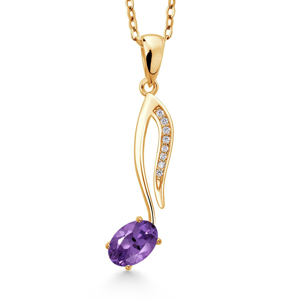 Amethyst - February_Pendant in 925 Yellow Gold Plated Silver