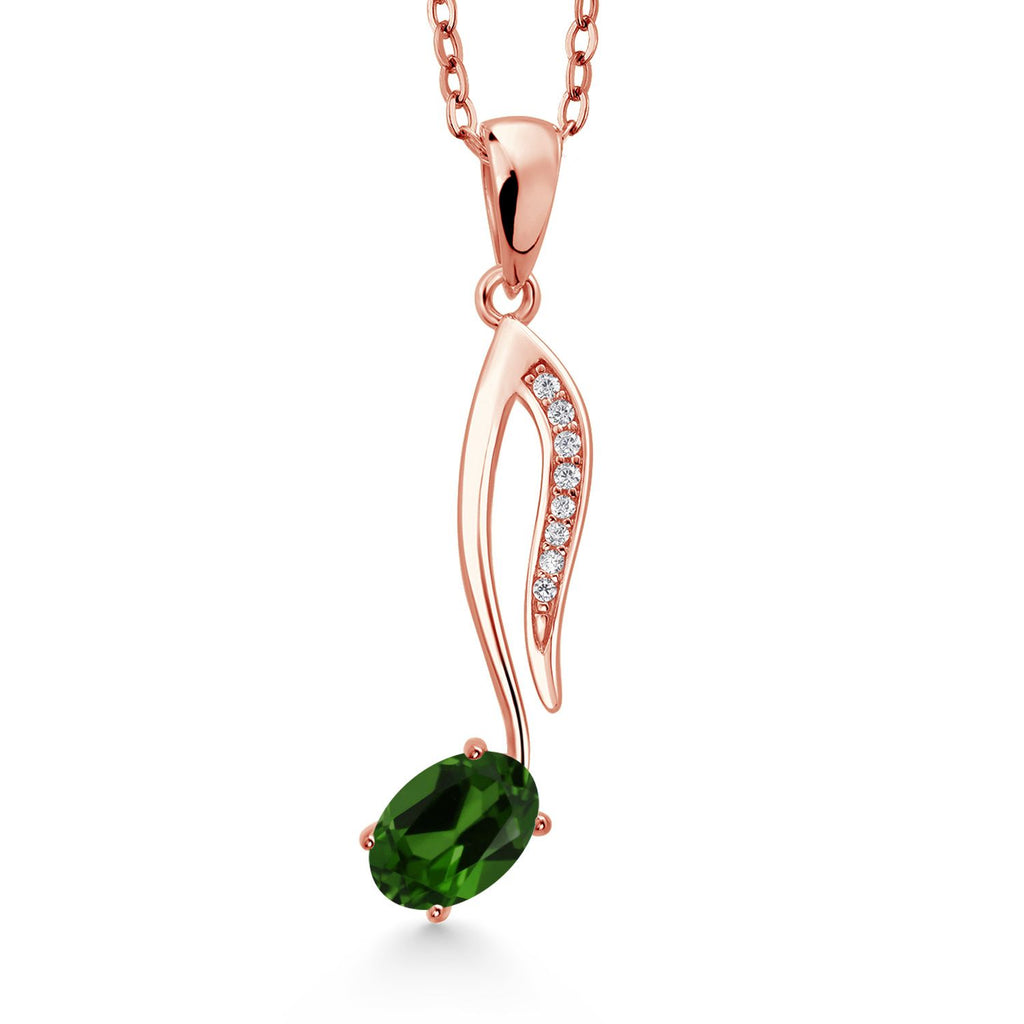 Chrome Diopside_Pendant in 925 Rose Gold Plated Silver