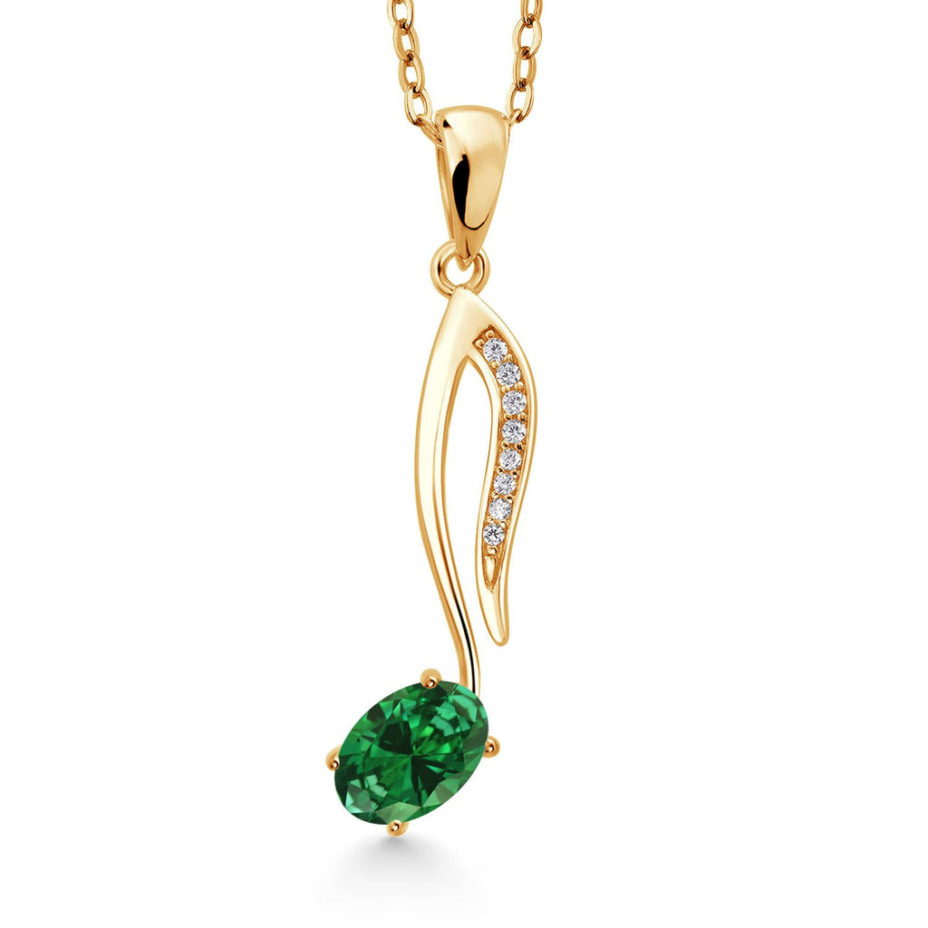 Created Emerald - May_Pendant in 925 Yellow Gold Plated Silver