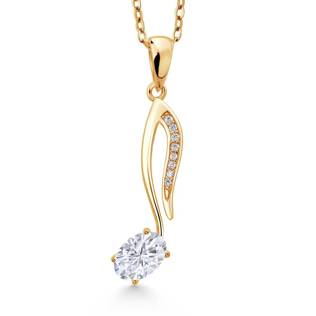 Moissanite - April_Pendant in 925 Yellow Gold Plated Silver