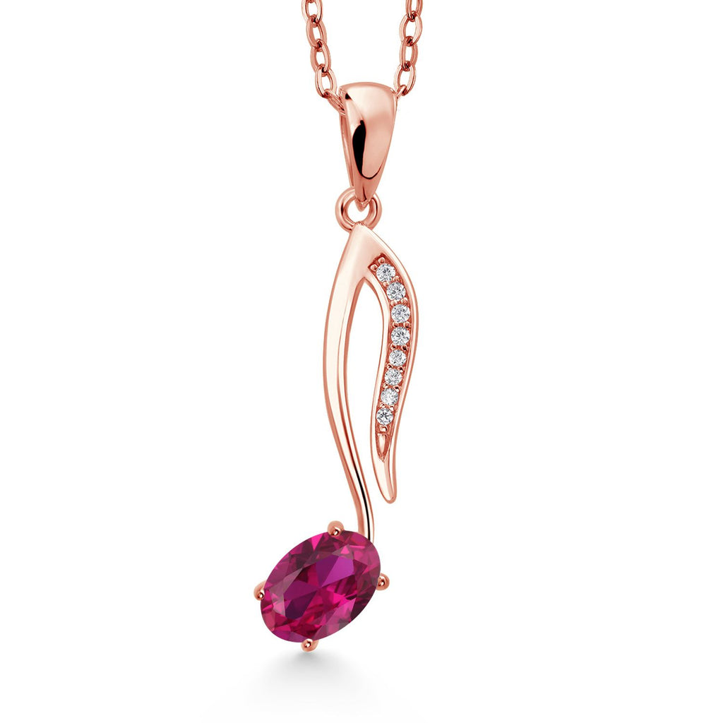 Created Ruby - July_Pendant in 925 Rose Gold Plated Silver
