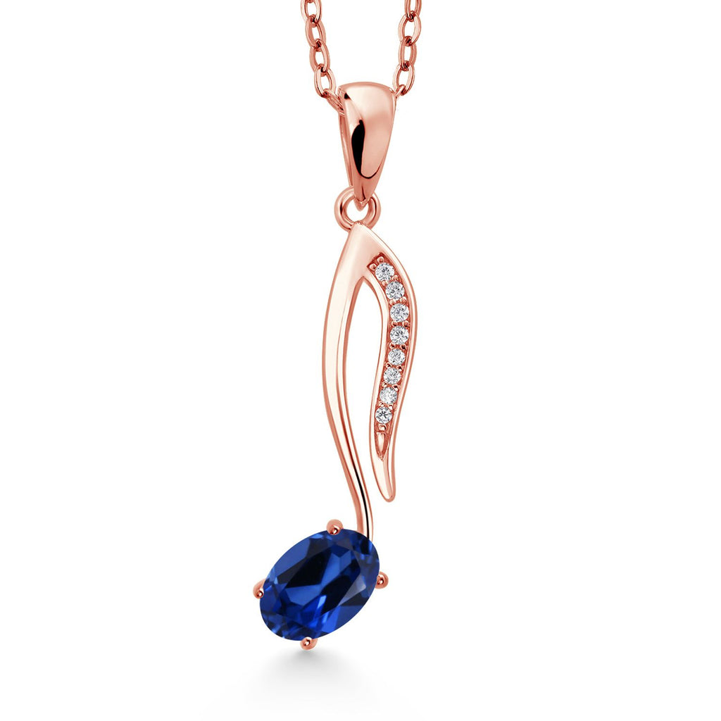 Created Sapphire - September_Pendant in 925 Rose Gold Plated Silver
