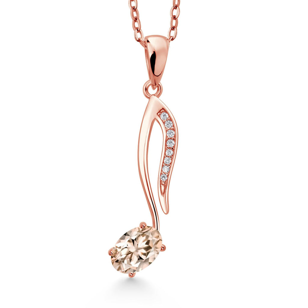 Morganite - October_Pendant in 925 Rose Gold Plated Silver