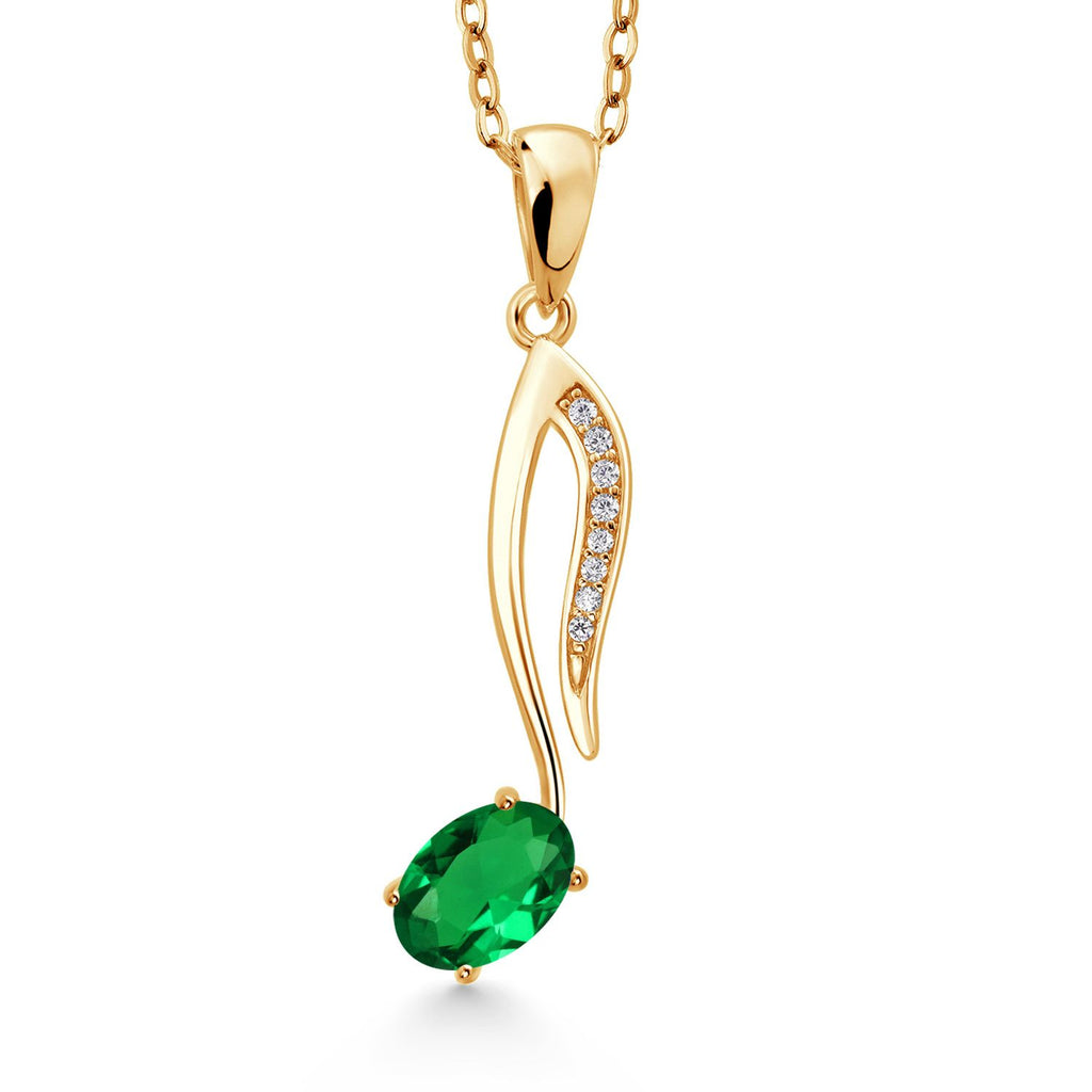 Nano Emerald - May_Pendant in 925 Yellow Gold Plated Silver