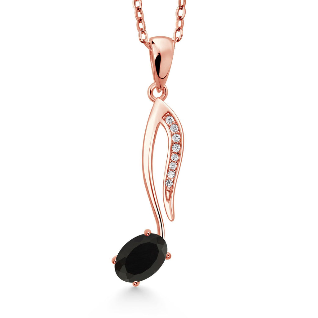 Onyx - December_Pendant in 925 Rose Gold Plated Silver