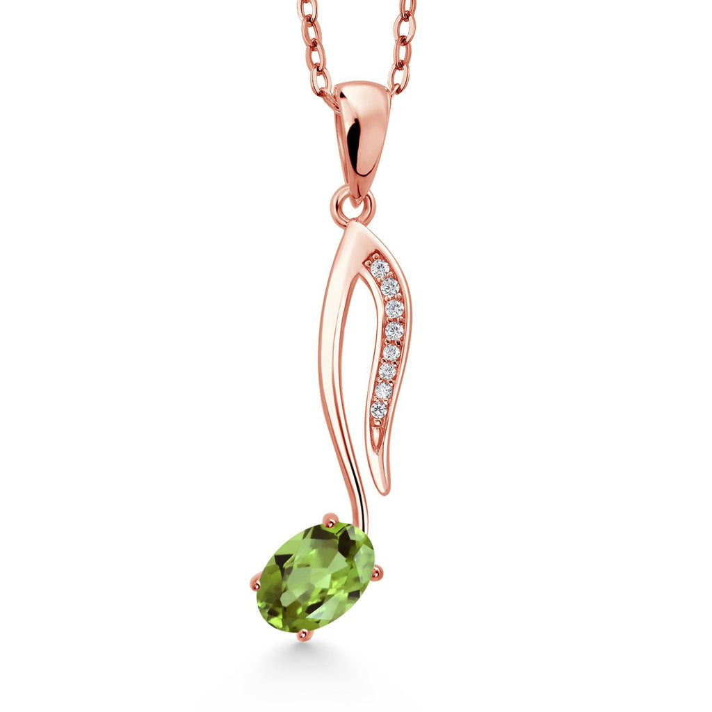 Peridot - August_Pendant in 925 Rose Gold Plated Silver