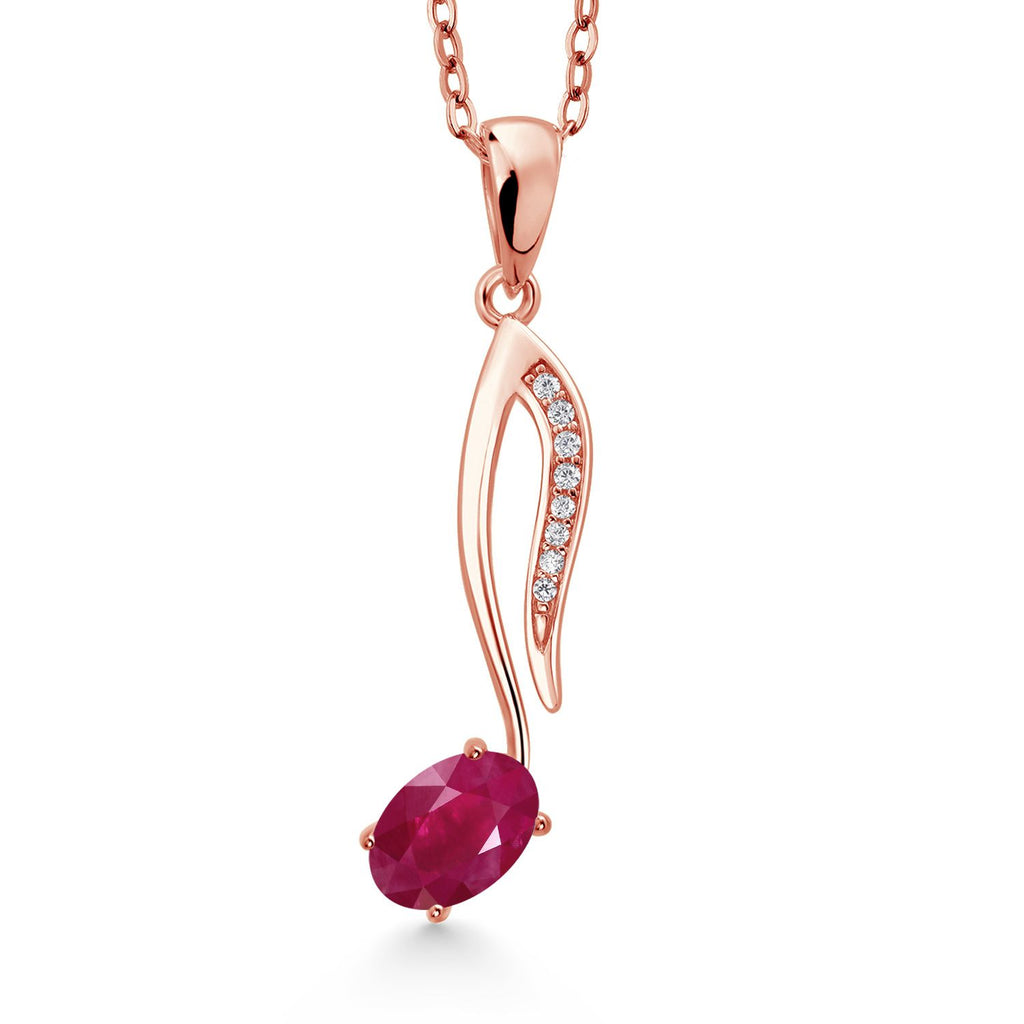 Ruby - July_Pendant in 925 Rose Gold Plated Silver