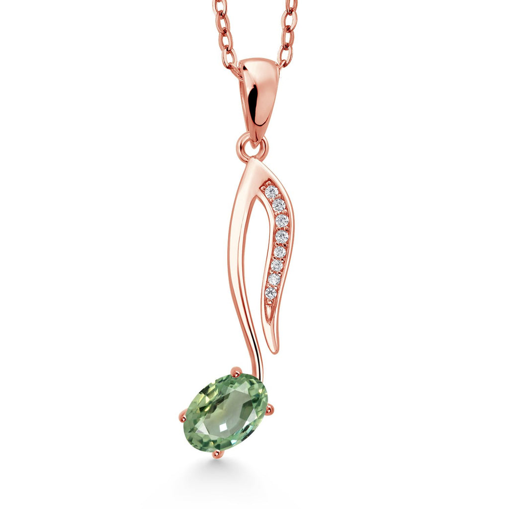 Green Sapphire - September_Pendant in 925 Rose Gold Plated Silver